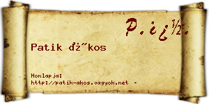 Patik Ákos névjegykártya